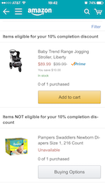 AmazonアプリのBaby Regitstryクーポン適用可能商品リスト