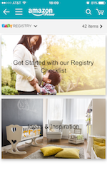 AmazonアプリのBaby RegitstryのAdd Items画面